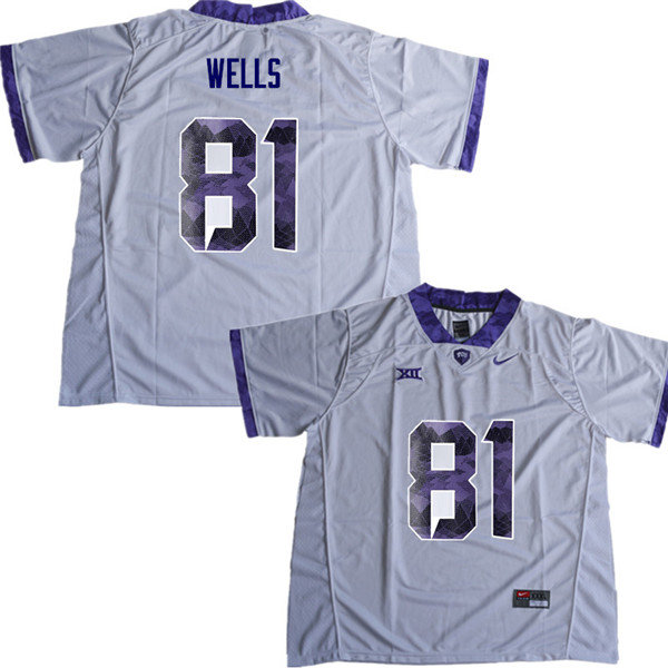 Men #81 Pro Wells TCU Horned Frogs College Football Jerseys Sale-White - Click Image to Close